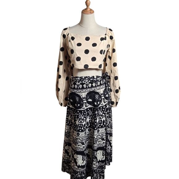 Vestique Tan And Black Polka Dot Crop Top - Picture 6 of 8